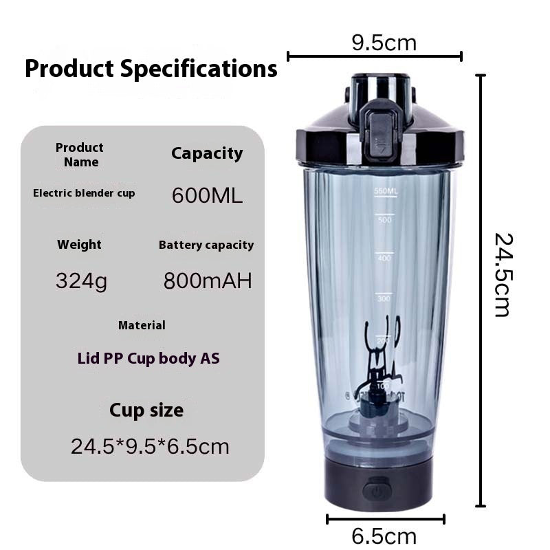 USB Auto Stirring Cup – LED Light, 550ml Leakproof for Egg Whites & Shakes