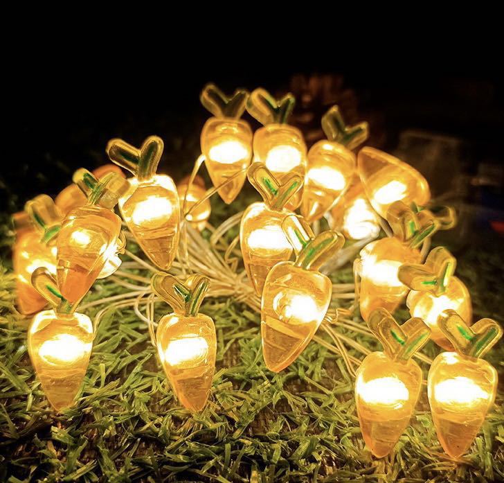 Easter Bunny Carrot String Lights – Battery Powered LED Decor